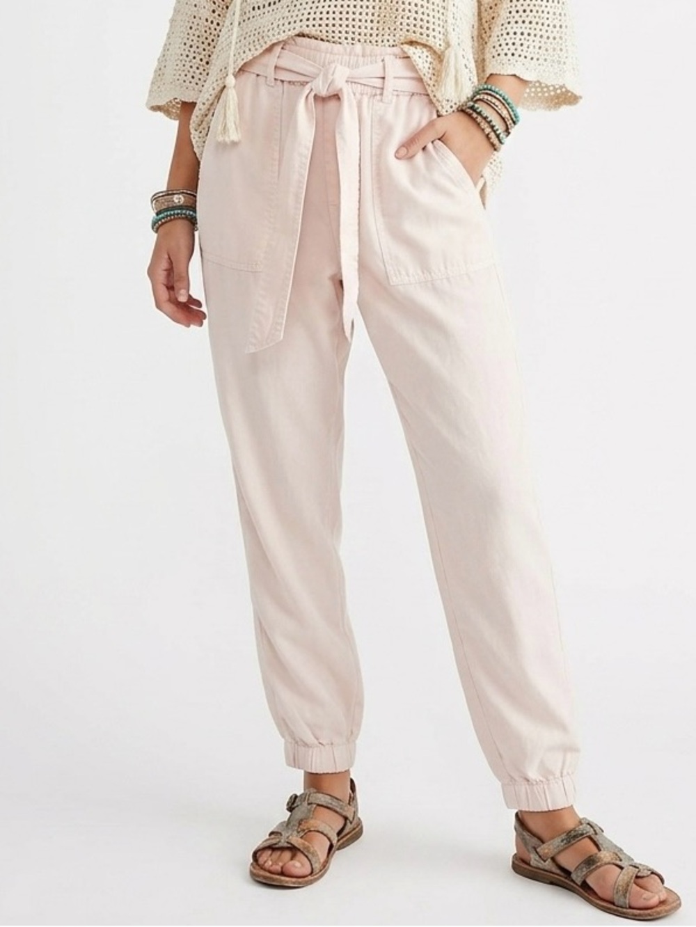 Pol Women's Pink and Cream Trousers